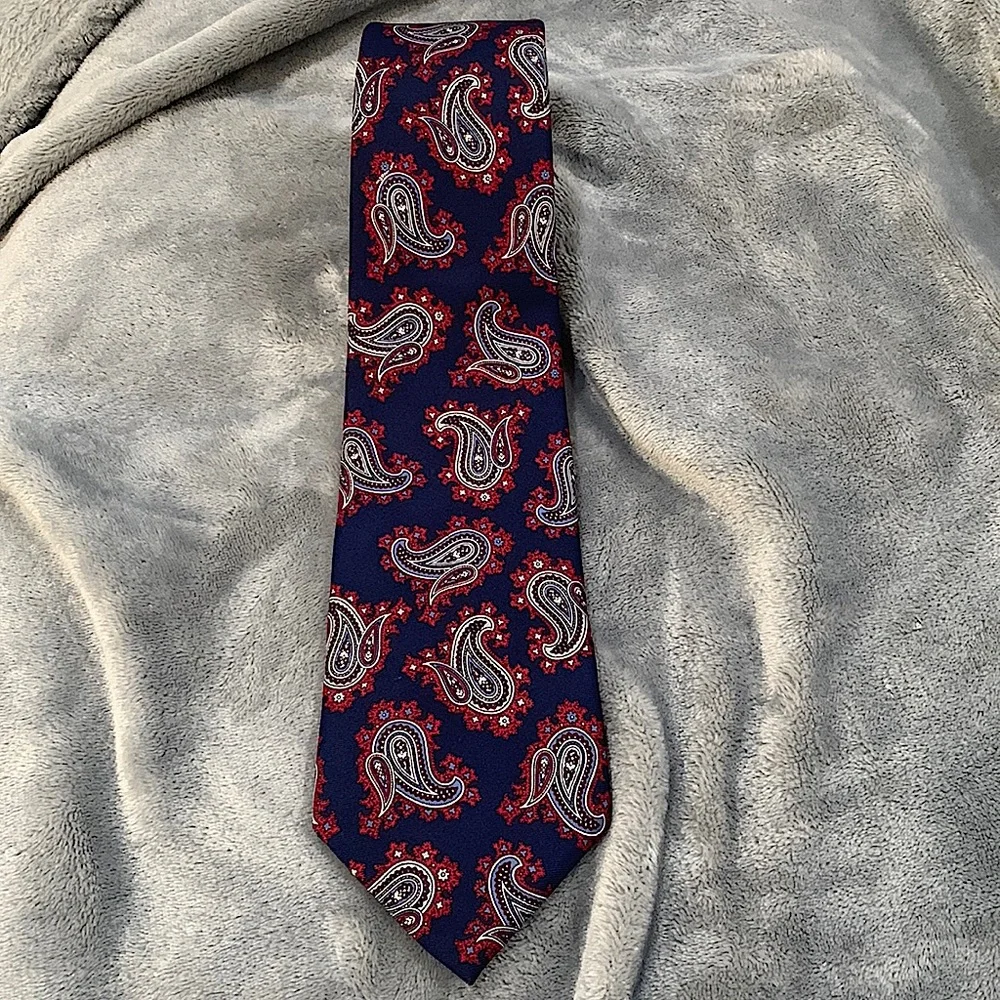 Christian Dior Navy Paisley‎ Silk Neckwear Tie